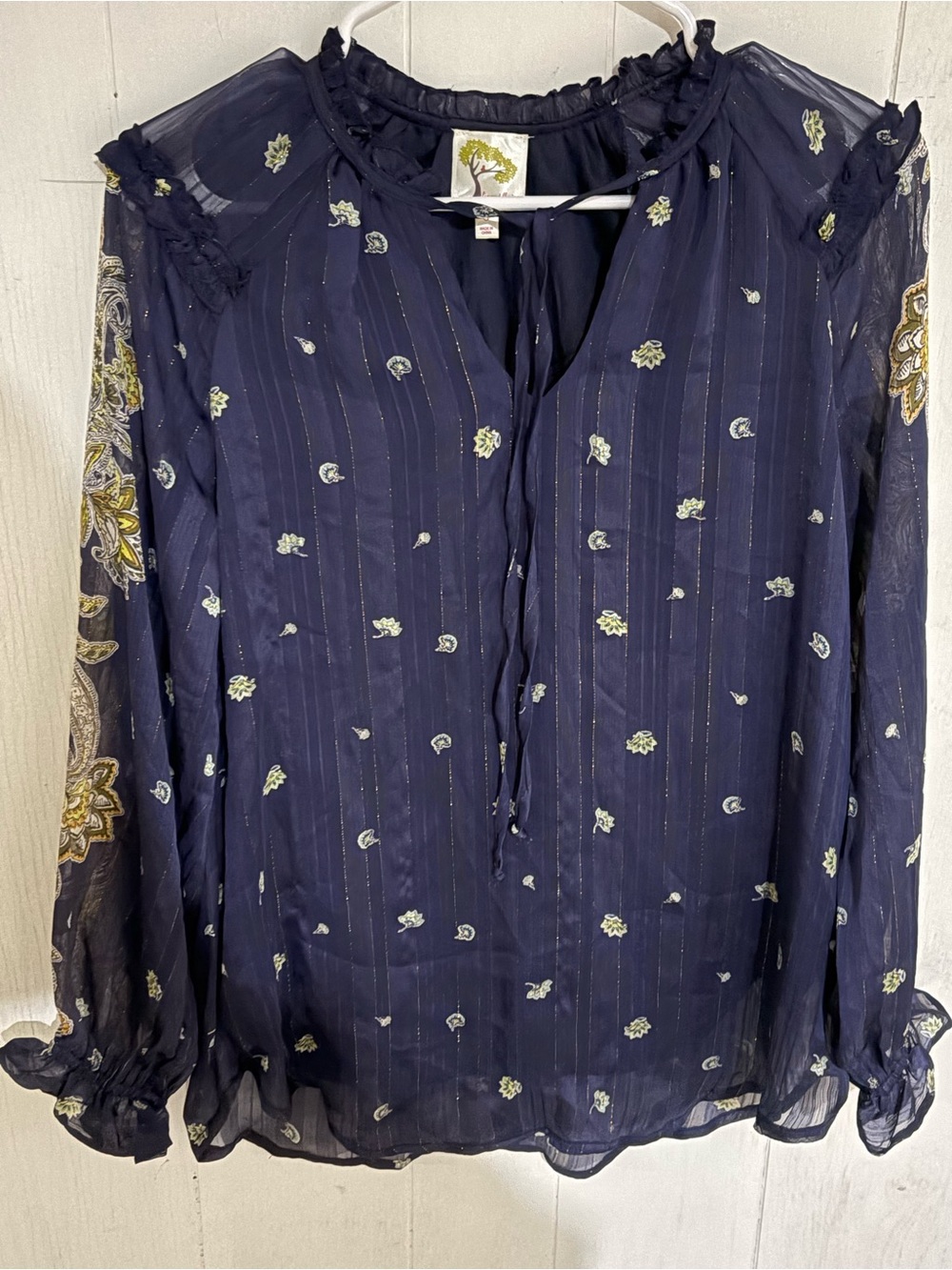 Navy blue sparkle thread blouse